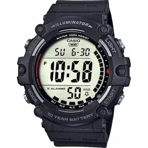 Wall and desk multifunction clock CASIO AE-1500WH-1A — digital time, alarm, stopwatch, calendar