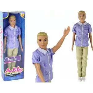 Leļļa LEANToys Paulo — bērnu lelle ar blondu matu un kreklu (modelis 16182)