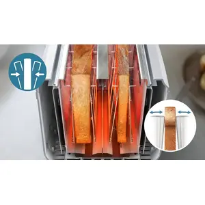 Evenly toast any bread with 2 large self-centring slots