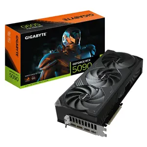 Видеокарта GIGABYTE GeForce RTX 5090 32GB GDDR7, 512-bit, PCIe 5.0, 3xDP 1xHDMI, 342 мм, 3.5 слота, OC, WINDFORCE 3X