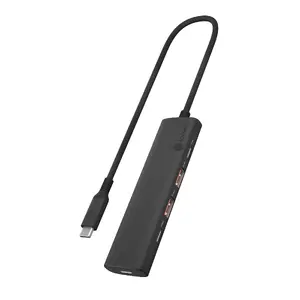 Проводной USB‑хаб RAIDSONIC IB-HUB1437-CPD — USB 3.2 Gen 2 Type‑C, 10 Гбит/с, 100W, чёрный, алюминий/пластик