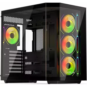 PC tower case KRUX Empero KRXD010, ATX, black — supports GPUs up to 420 mm, CPU coolers up to 155 mm, 2x 3.5" + 3x 2.5" bays