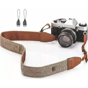 Camera neck and shoulder strap for DSLR/mirrorless cameras — Brown — No name SB8871