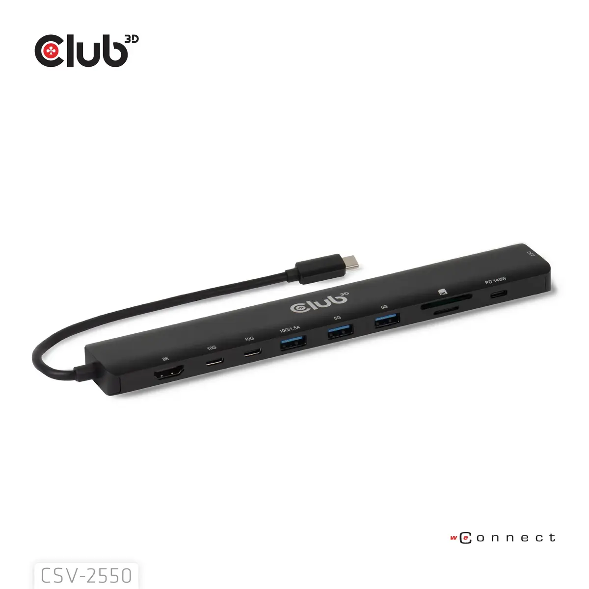 Портативная док-станция club 3d 10-1 USB-C HDMI 8K PD140W Photo 3