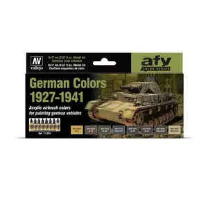 Krāsu komplekts VALLEJO Vallejo German Colors 1927-1941 — matētas akrila krāsas, 17 ml flakons, militāras krāsas