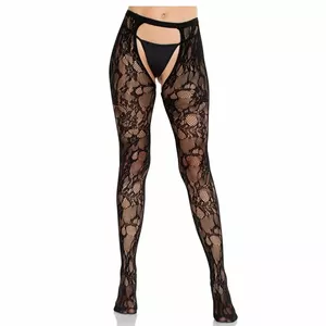 Stockings leg avenue D-243066 Rose Lace Open Back Black, lace detailing, open back