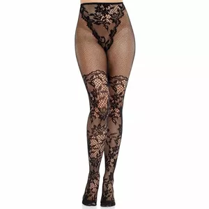 Zeķubikses Leg Avenue Dahlia Lace melnas ar tīkla detaļu