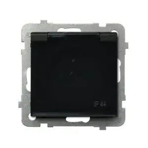 Ospel GPH-1RZP/m/33/d Socket Outlet, IP44, 16 A, Black, 71×71×42 mm