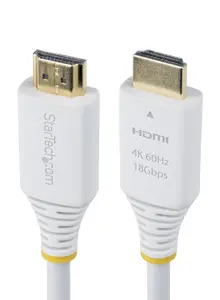 StarTech HDMI Cable HDMI2-CABLE-4K60-6FW 1.8 m HDMI Type A Male to HDMI Type A Male White 4K 60Hz HDR10 ARC 18Gbps