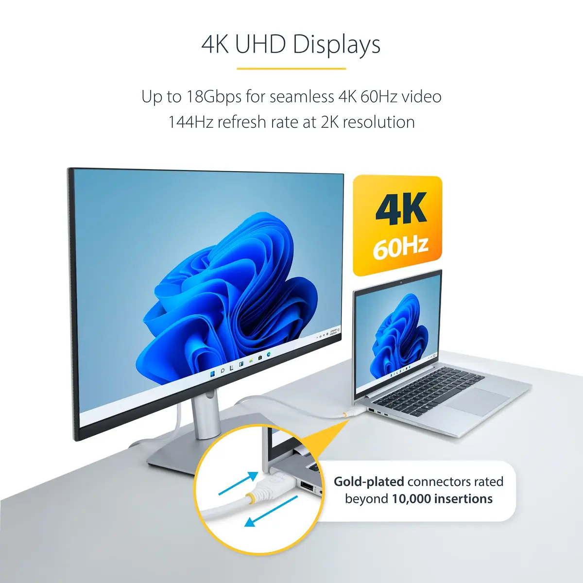StarTech HDMI2-CABLE-4K60-6FW HDMI Cable 1.8 m White Photo 5