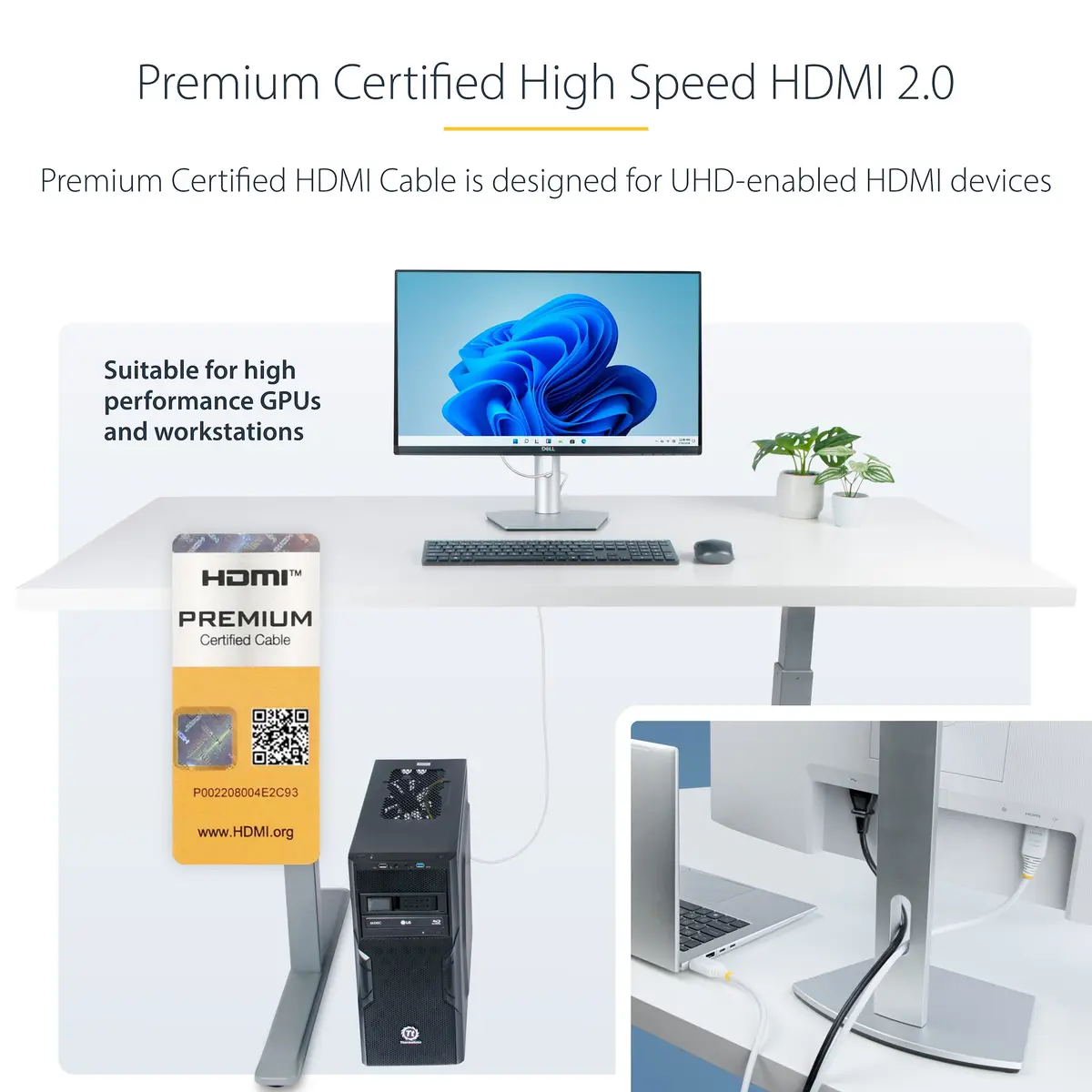 StarTech HDMI2-CABLE-4K60-6FW HDMI Cable 1.8 m White Photo 6