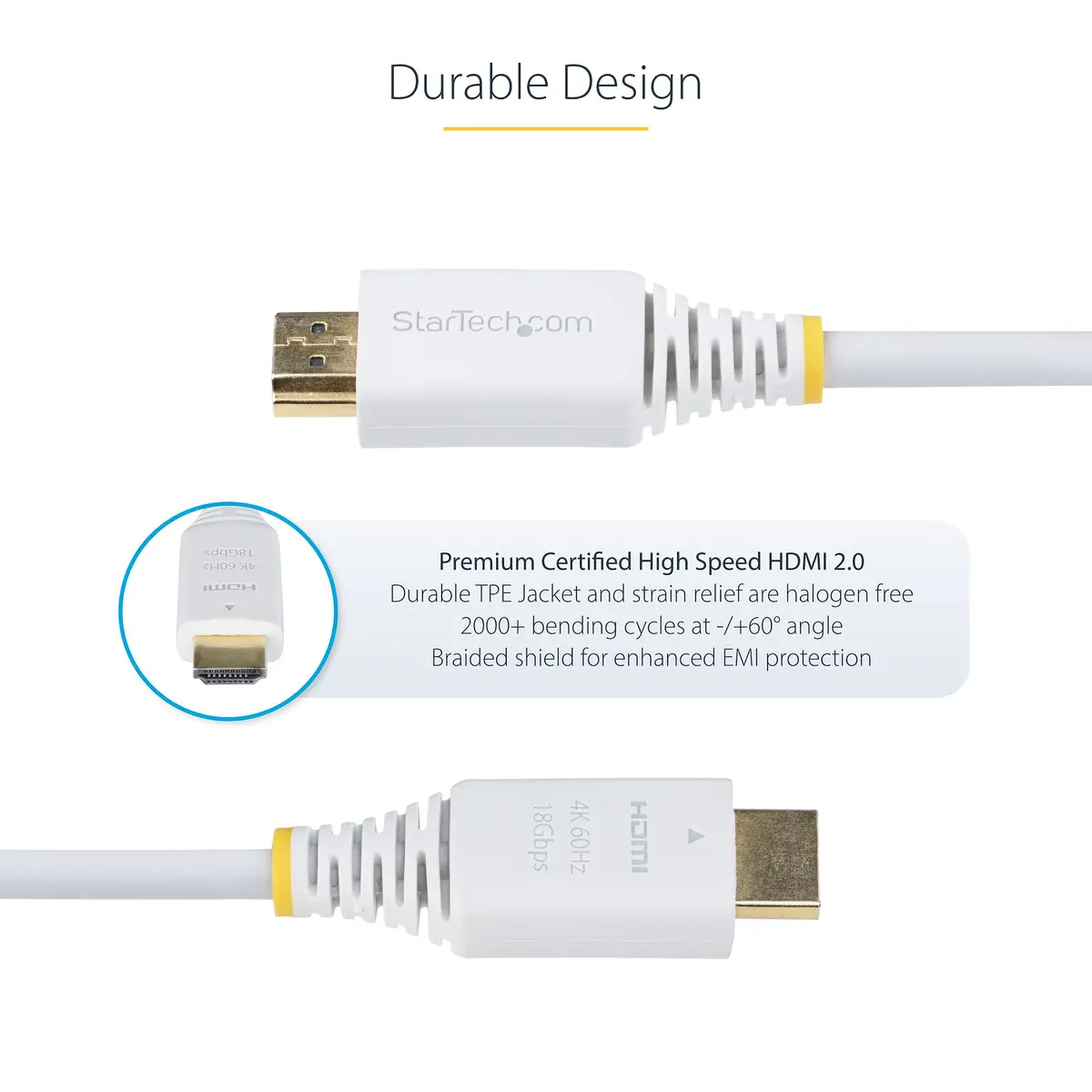 StarTech HDMI2-CABLE-4K60-6FW HDMI Cable 1.8 m White Photo 7