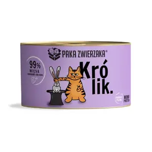 Влажный корм для кошек PAKA ZWIERZAKA Rabbit 200 г — для взрослых, монобелковый, без глютена и сои, с поддержкой пищеварения