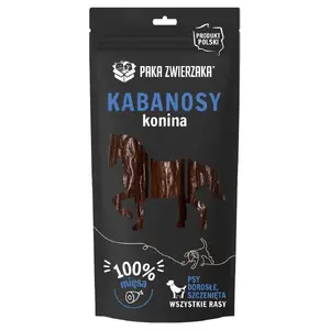 Лакомство для собак PAKA ZWIERZAKA Sausages Horse 80 г — жевательное угощение для дрессировки взрослых собак, белок 56,7%, жир 13,9%