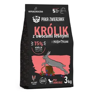 Сухой корм для собак PAKA ZWIERZAKA Rabbit with Forest Fruits S 3 кг — взрослым мелким и средним породам, 29% белка, 16% жира, без глютена и сои