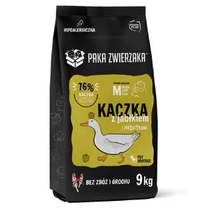 Сухой корм для собак PAKA ZWIERZAKA Duck with Apple M — 9 кг, для взрослых средних и крупных пород, белок 29%, жир 16%