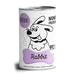 Mitrā suņu barība PAKA ZWIERZAKA Pepe Rabbit 400 g — trusis patejs, pieaugušiem suņiem, bez glutēna un sojas