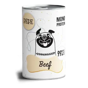 Влажный корм для собак PAKA ZWIERZAKA Pepe Beef 400 г — полнорационный консервированный корм для взрослых собак, влажность 86%