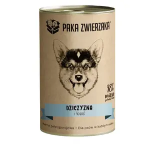 Влажный корм для собак PAKA ZWIERZAKA Game and Salmon 400 г — консервированный корм для взрослых, олень и лосось, белок 10.4%, жир 6.9%, влажность 76%