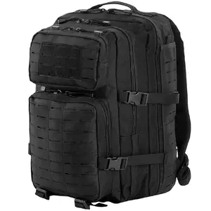 Taktiskais mugursoma M-TAC Large Assault Pack Laser Cut — 36 L, melns, poliesters, hidrācijas sistēmai, ar jostas siksnu