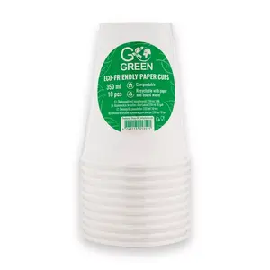 GoGreen ecological drinking glasses set 350 ml — 10 pcs, white