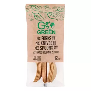 Reusable cutlery set GoGreen 1901357 — 12 pieces, assorted colors, lightweight portable utensils