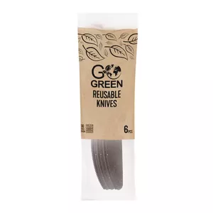 Reusable knives GoGreen 1901362 black — set of 6 for outdoor dining and picnics