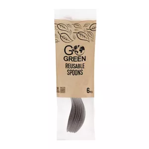 Reusable spoons GoGreen 1901363, black, set of 6, lightweight reusable flatware