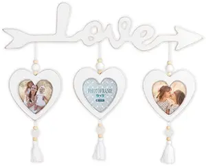 Wooden Box ZEP Delia RE366, decorative storage box 3×9×9 cm, white, three heart cutouts