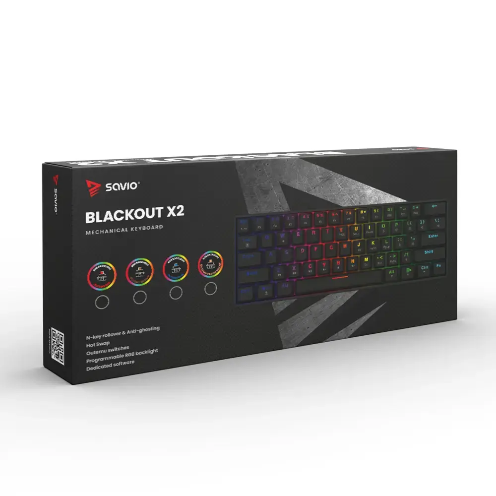 SAVIO BLACKOUT X2 BLUE 61 taustiņu mehāniskā tastatūra Photo 7