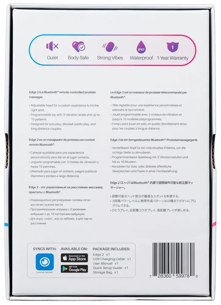 LOVENSE Edge 2 анальный вибратор — силикон, Bluetooth Photo 9