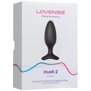 Anal butt plug LOVENSE Hush 2 (size M) — silicone, rechargeable, Bluetooth app control, waterproof, 13.5 cm total, Ø max 4.5 cm