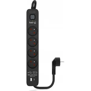 Power strip Kerg M02522 — 4 outlets, 1.5 m cable, black