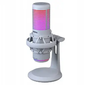 Mikrofons RAMPAGE Bemol RGB USB-C balts — galda USB-C kondensatora mikrofons ar RGB apgaismojumu