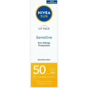 Face sunscreen cream Nivea Sun Sensitive SPF50 50 ml for sensitive skin