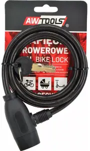 Bicycle Lock AWTools AW24058 — steel cable Ø8 mm × 120 cm