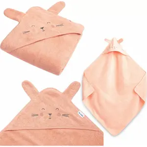 Bath Hooded Towel Sensillo Rabbit 90x90 cm pink