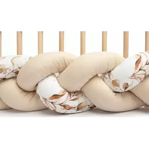 Косичка для кроватки Sensillo Warkocz 210 см — бежевый, рисунок растения