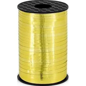Plastic Metallic Ribbon PartyDeco 5 mm, gold — universal decorative curling ribbon