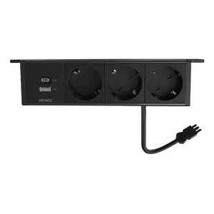 Deltaco GT-1103 Socket Outlet AC USB A USB C Black