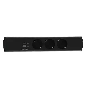 Deltaco GT-1203 Socket Outlet AC USB A USB C Black