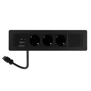 Socket Outlet AC USB A USB C Deltaco GT-1303 Black
