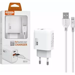 ЗАРЯДНОЕ УСТРОЙСТВО M NETWORK CHARGER 3A 18W + КАБЕЛЬ ДЛЯ IPHONE БЕЛЫЙ SOMOSTEL POWER DELIVERY SMS-Q01 PD+USB