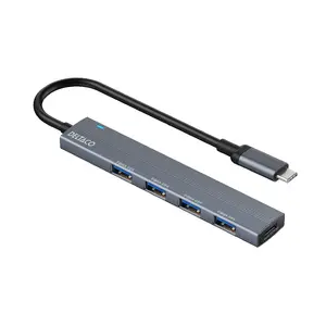 Deltaco USBC-HUB206 USB Type-C хаб 5000 Mbit/s Серый