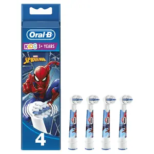 Toothbrush head Oral-B replacement 4 pcs Blue/White, Spider-Man theme (pack of 4)