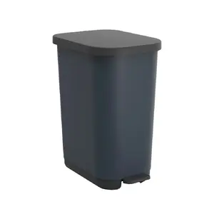 Pedal bin Rotho Ribo 35 l — plastic step trash can with removable inner bucket, blue, 35L, 285×400×513 mm