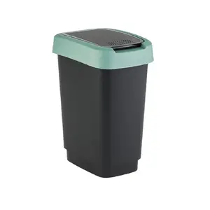 Trash bin rotho Twist Green 10 l — compact waste bin for kitchen and bathroom