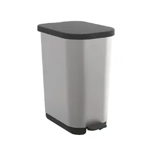 Step-operated pedal bin Rotho Ribo Silver, 35 L, plastic, 285×400×513 mm
