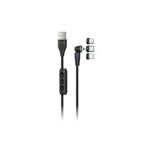 Magnētiskais lādēšanas kabelis PowerLink 3‑1 connectIT CCA-2200-BK — USB-C, Lightning, MicroUSB, 2 m, melns