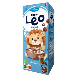Breakfast cereal Happy Leo Organic Cocoa Oats and Rye 150 g – organic oat and rye flakes with cocoa